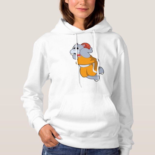 Hippo at Basketball Sports Hoodie (Front)