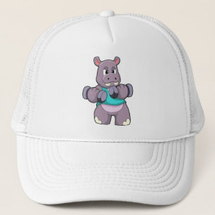 Hippo at Bodybuilding with Dumbbells Trucker Hat