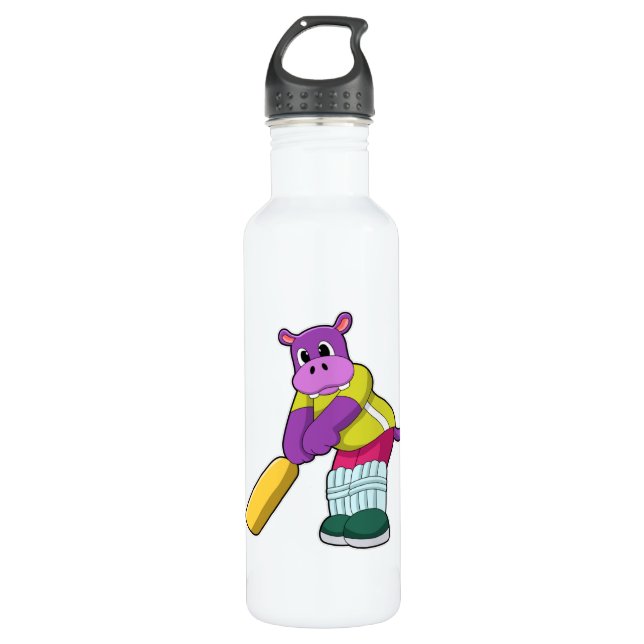 Hippo at Cricket with Cricket bat 710 Ml Water Bottle (Front)