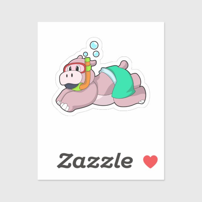 Hippo at Diving with Snorkel (Sheet)