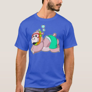 Hippo At Diving With Snorkel  T-Shirt