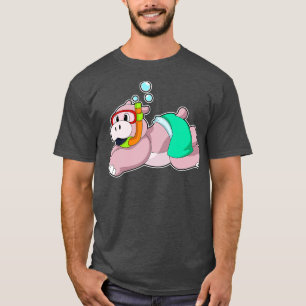 Hippo At Diving With Snorkel T-Shirt