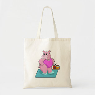 Hippo at Fitness with Radio.PNG Tote Bag