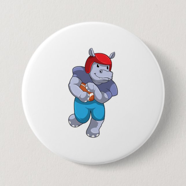 Hippo at Football Sports 7.5 Cm Round Badge (Front)