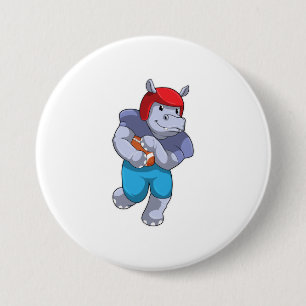 Hippo at Football Sports 7.5 Cm Round Badge