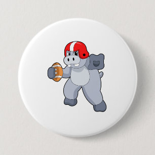 Hippo at Football Sports 7.5 Cm Round Badge