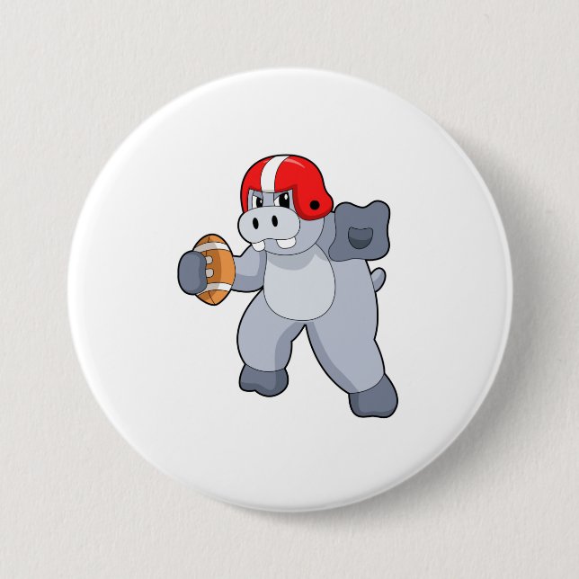 Hippo at Football Sports 7.5 Cm Round Badge (Front)