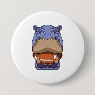 Hippo at Football Sports 7.5 Cm Round Badge