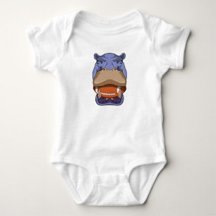 Hippo at Football Sports Baby Bodysuit
