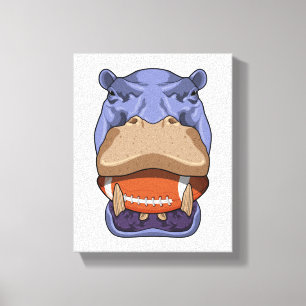 Hippo at Football Sports Canvas Print