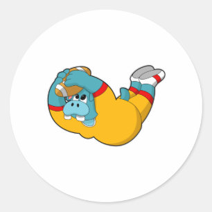 Hippo at Football Sports Classic Round Sticker