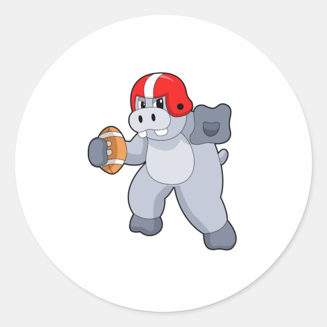 Hippo at Football Sports Classic Round Sticker (Front)