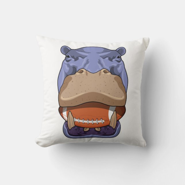 Hippo at Football Sports Cushion (Front)