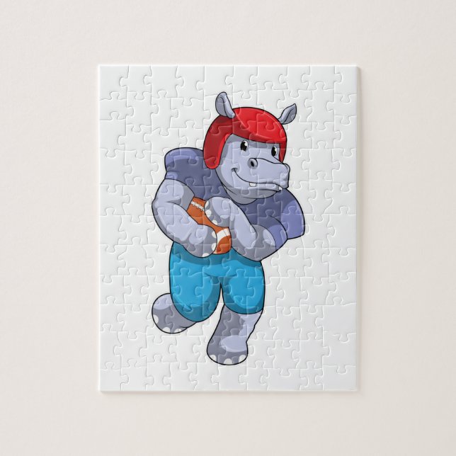 Hippo at Football Sports Jigsaw Puzzle (Vertical)