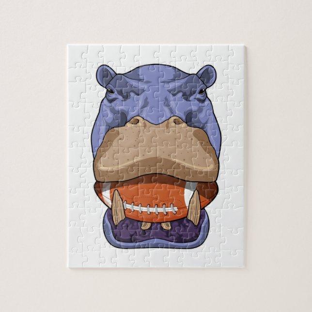 Hippo at Football Sports Jigsaw Puzzle (Vertical)