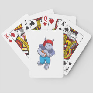 Hippo at Football Sports Playing Cards