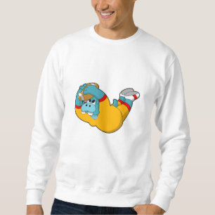 Hippo at Football Sports Sweatshirt