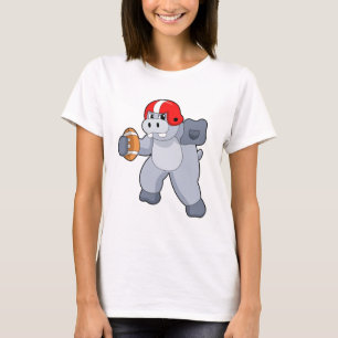 Hippo at Football Sports T-Shirt