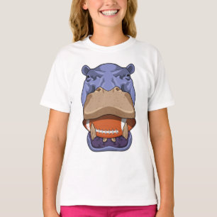 Hippo at Football Sports T-Shirt