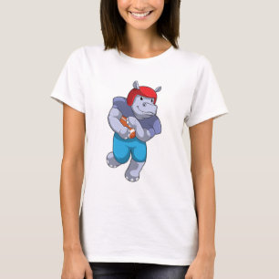 Hippo at Football Sports T-Shirt