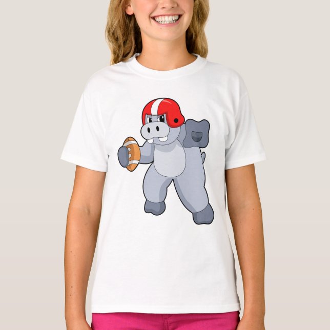 Hippo at Football Sports T-Shirt (Front)