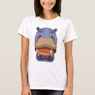 Hippo at Football Sports T-Shirt
