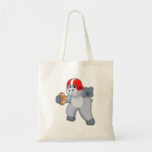 Hippo at Football Sports Tote Bag
