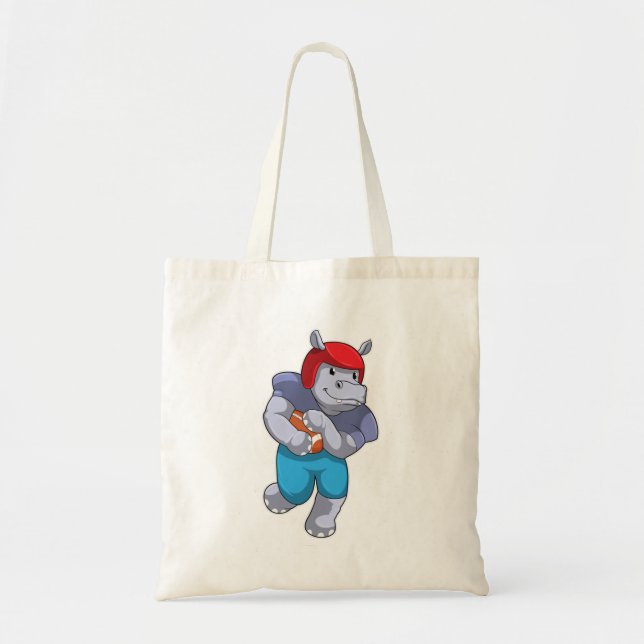 Hippo at Football Sports Tote Bag (Front)