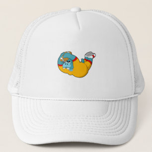 Hippo at Football Sports Trucker Hat