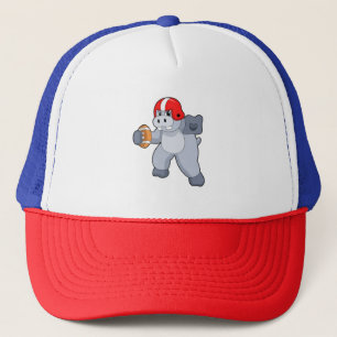 Hippo at Football Sports Trucker Hat