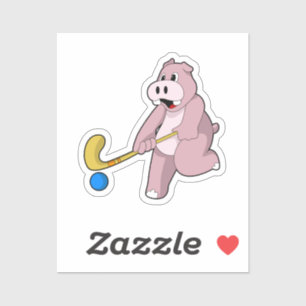 Hippo at Hockey with Hockey bat