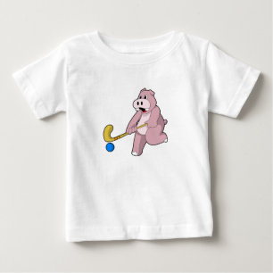 Hippo at Hockey with Hockey bat Baby T-Shirt