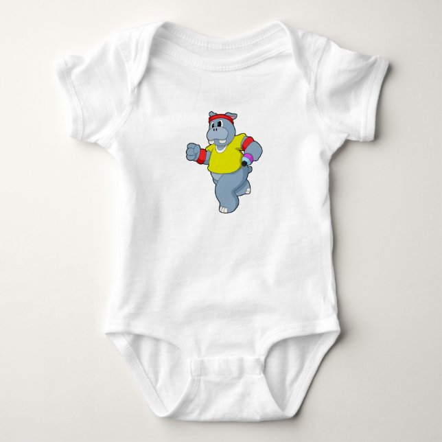Hippo at Running Baby Bodysuit (Front)