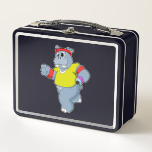 Hippo at Running Metal Lunch Box