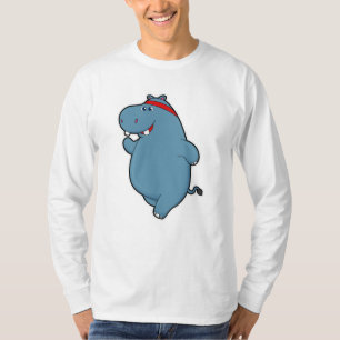 Hippo at Running with Headband T-Shirt