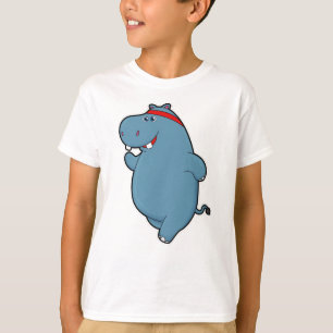 Hippo at Running with Headband T-Shirt