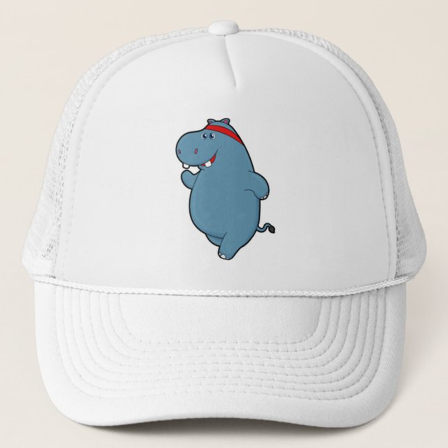 Hippo at Running with Headband Trucker Hat (Front)