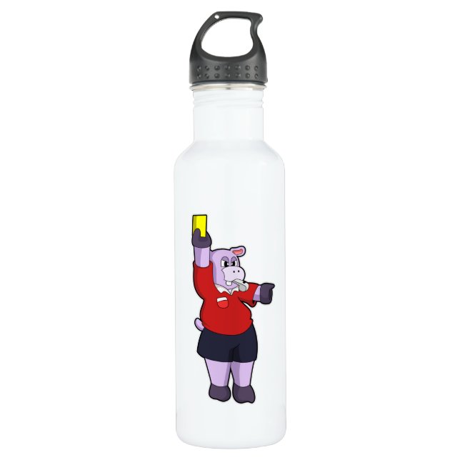 Hippo at Soccer as Referee 710 Ml Water Bottle (Front)