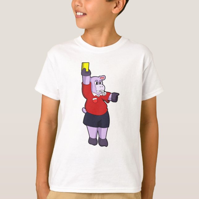 Hippo at Soccer as Referee T-Shirt (Front)