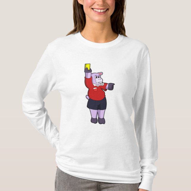 Hippo at Soccer as Referee T-Shirt (Front)