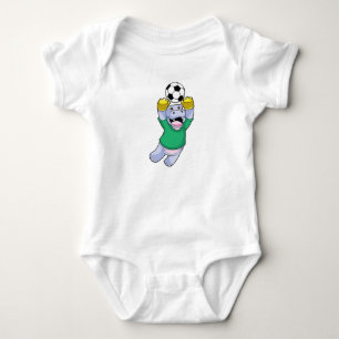 Hippo at Soccer Sports Baby Bodysuit