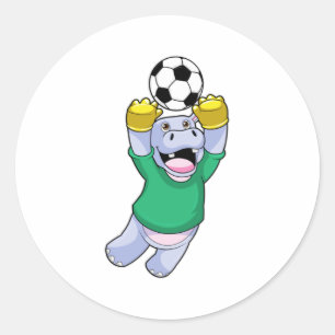 Hippo at Soccer Sports Classic Round Sticker
