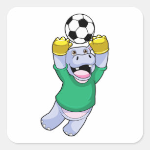 Hippo at Soccer Sports Square Sticker