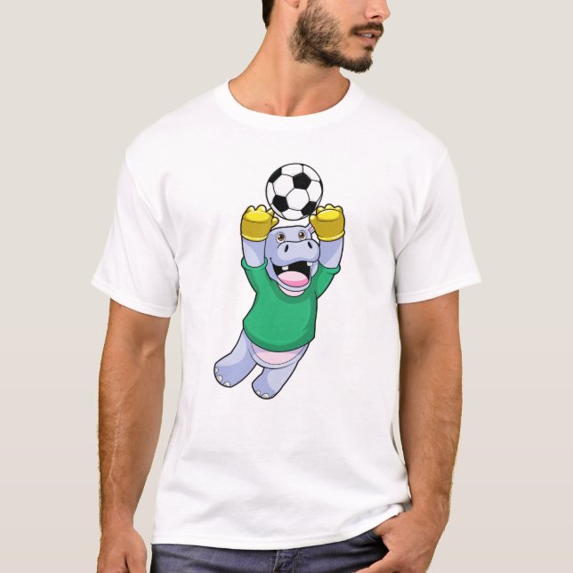 Hippo at Soccer Sports T-Shirt (Front)