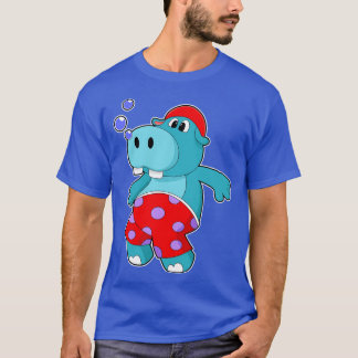 Hippo at Swimming with Swimming trunks T-Shirt
