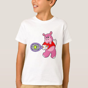 Hippo at Tennis with Tennis racket T-Shirt