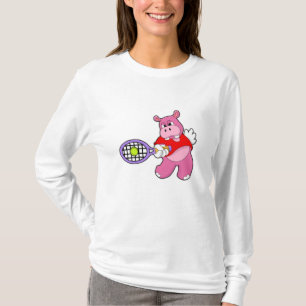 Hippo at Tennis with Tennis racket T-Shirt