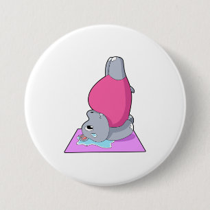 Hippo at Yoga Fitness 7.5 Cm Round Badge