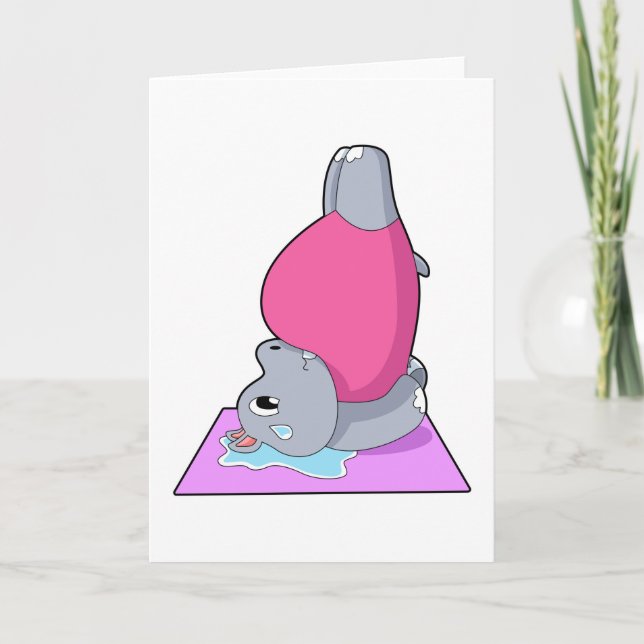 Hippo at Yoga Fitness Card (Front)