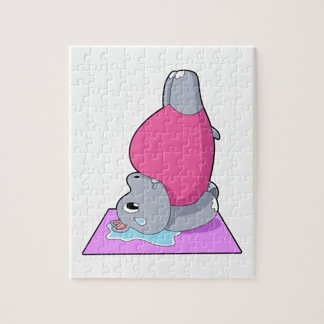 Hippo at Yoga Fitness Jigsaw Puzzle (Vertical)